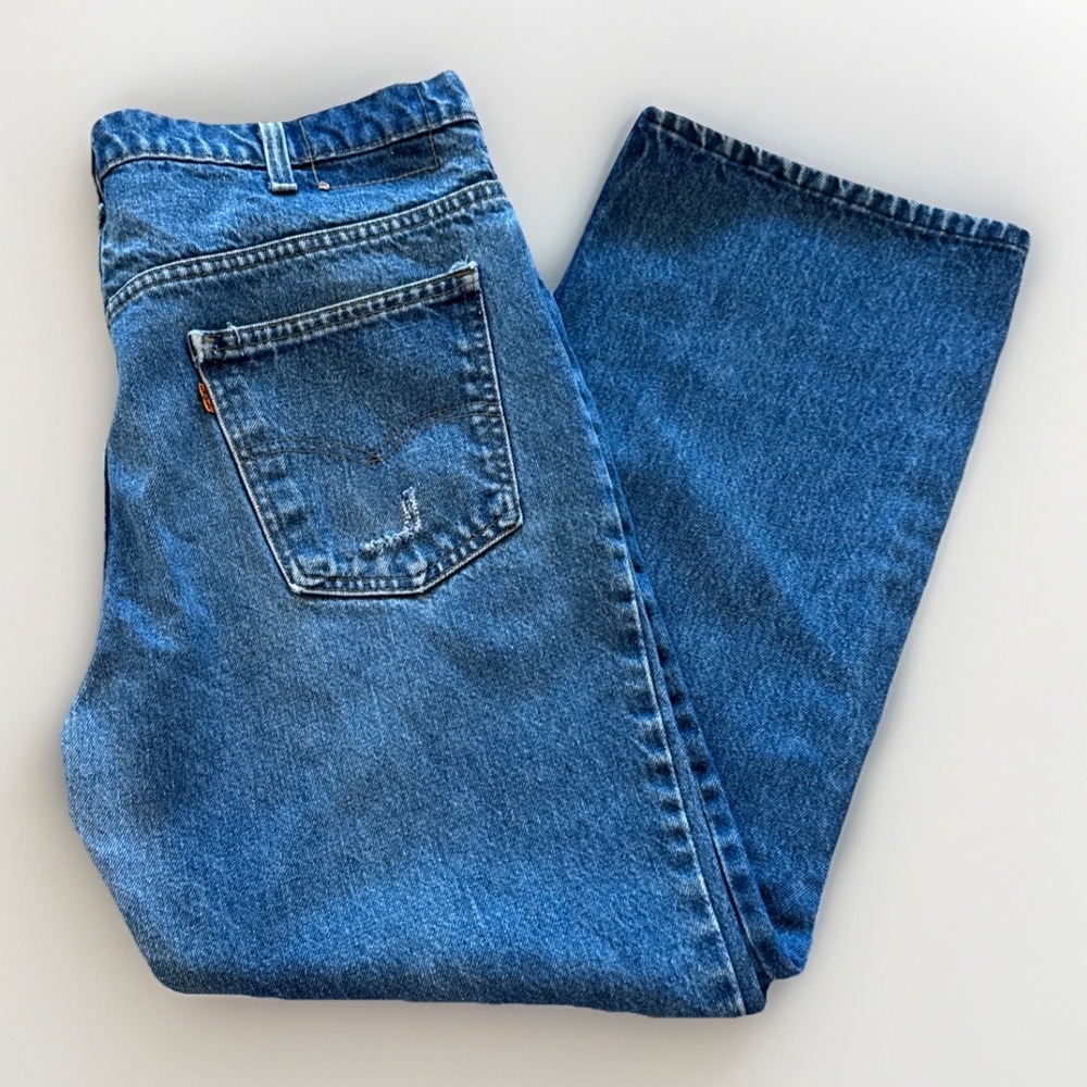 Vintage Levis 505 Jeans Mens 35 x 27 Denim Regular Fit Straight Leg Orange Tab‎